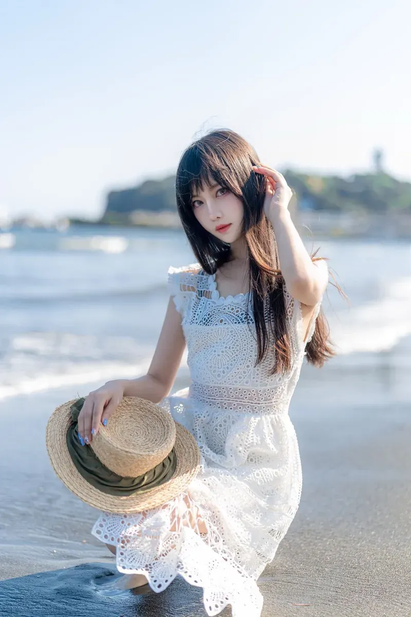 Shika小鹿鹿作品目录与编号更新 Shika小鹿鹿白色裙装海边造型