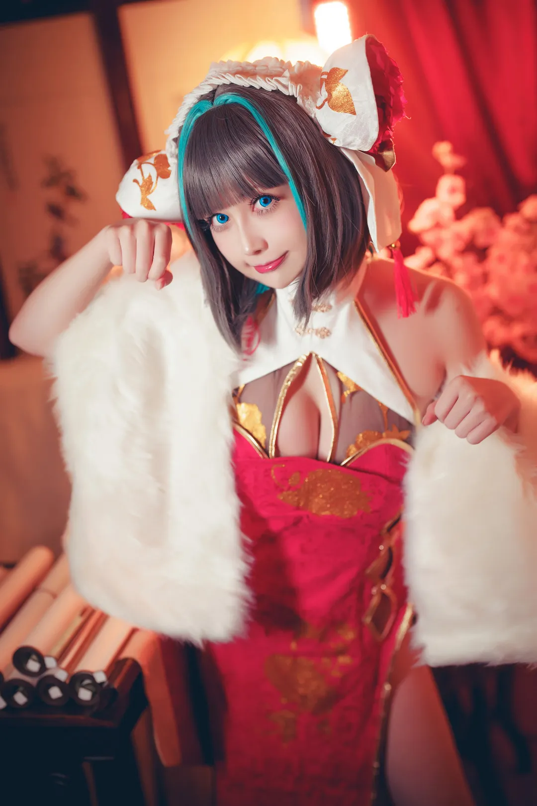 沖田凛花rinka作品目录与编号更新 沖田凛花rinka红色服装造型与暖色背景角色扮演