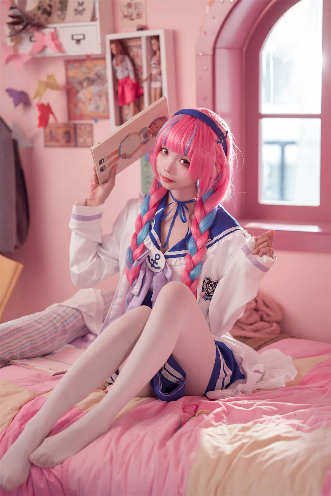fushii_海堂粉色双马尾校园服装造型