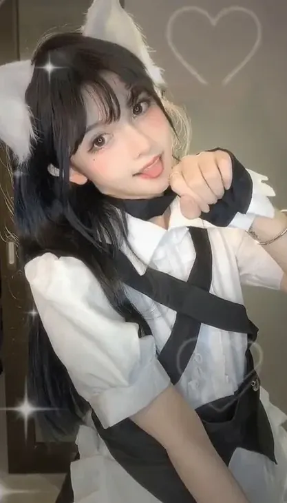 铁岭县刘辉商店黑白女仆装配猫耳二次元造型